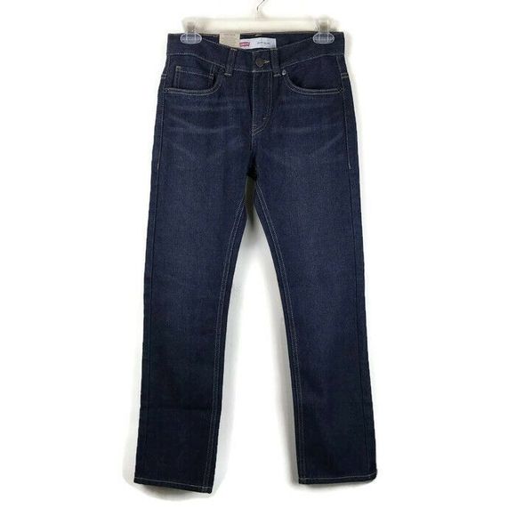 Levis Boys Denim Jeans 12 Reg 511 Slim Fit Classic Dark Blue Wash Straight NWT - Picture 1 of 4
